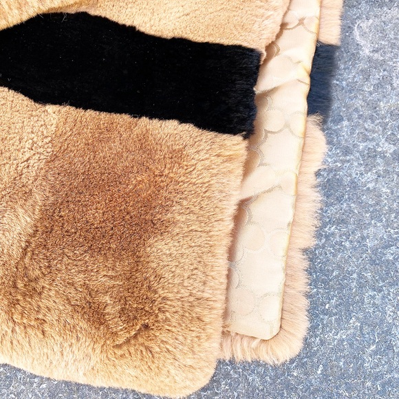 Pink Tartan Brown Fur Scarf - Picture 2 of 3